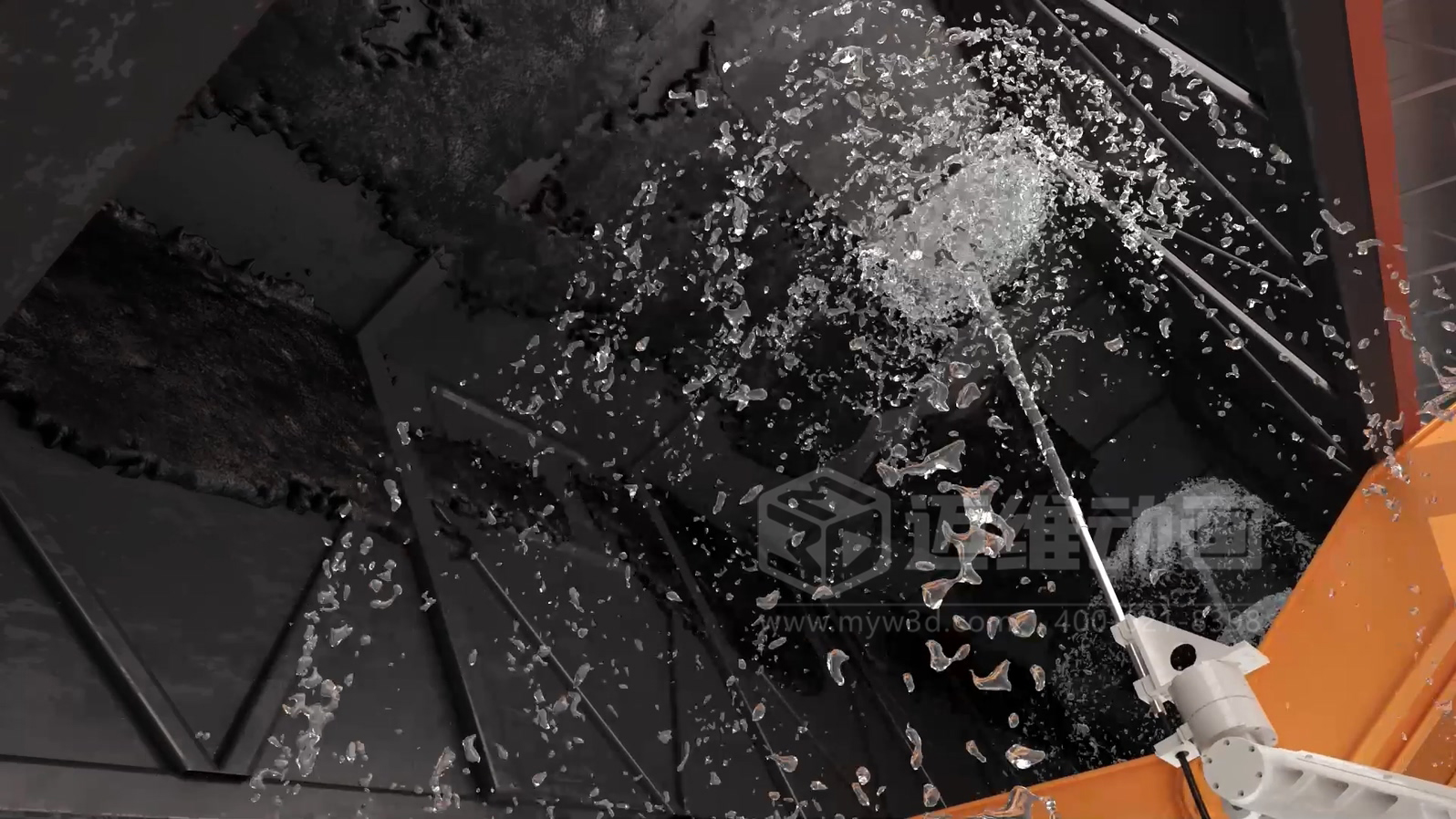 智能工廠工藝流程展示如何做到直觀易懂？工業(yè)3D動畫制作實(shí)景還原火車廂余料自動化清洗全流程(圖2)