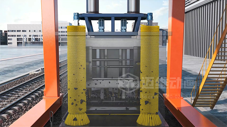 海大機(jī)器人-火車箱機(jī)器人粘凍煤清車系統(tǒng)三維動(dòng)畫(huà)(圖4)